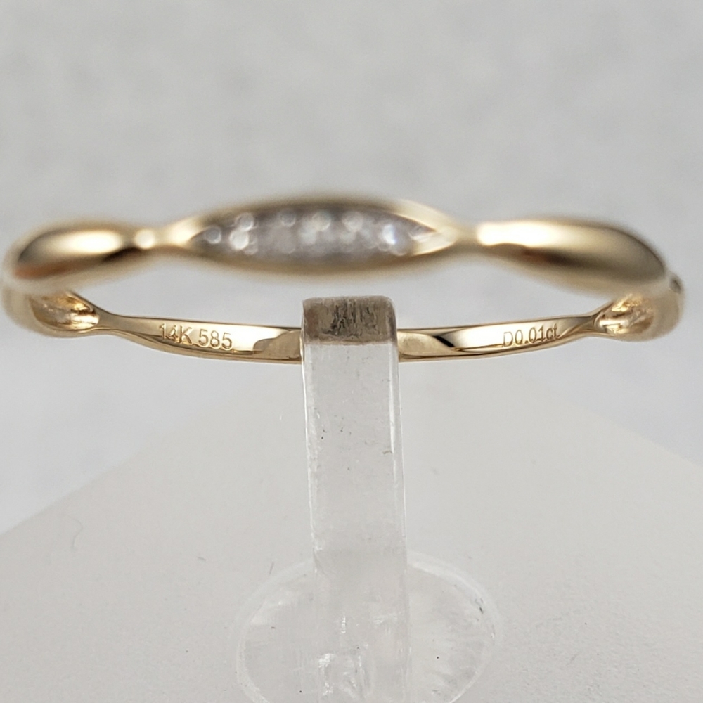 Delicate 14k Yellow Gold & Diamonds Band - Picture 6 of 8